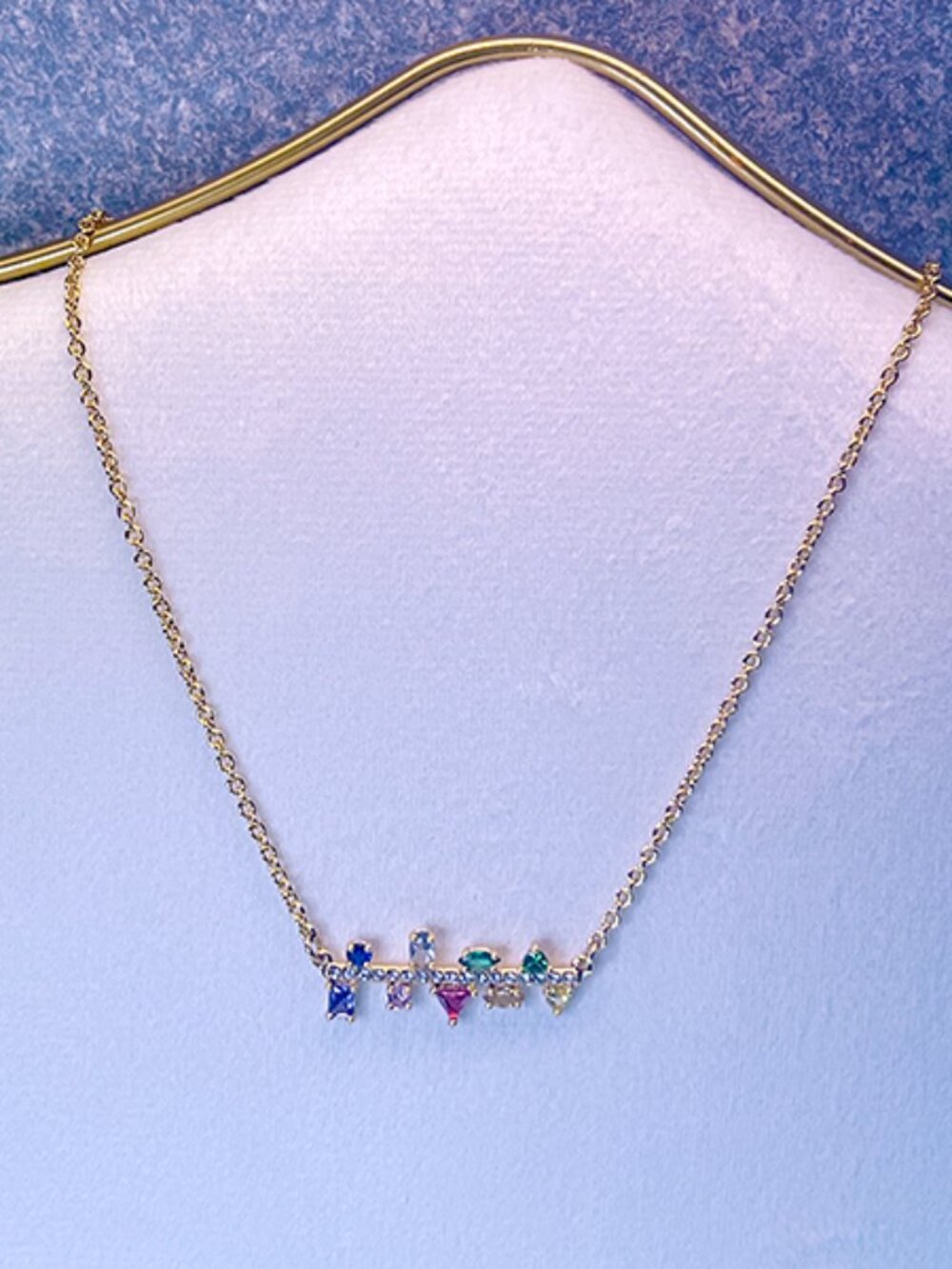 Kurt Geiger | Rainbow Cubic Zirconia & Crystal Bar Pendant Necklace- NWOT